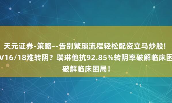 天元证券-策略--告别繁琐流程轻松配资立马炒股! HPV16/18难转阴？瑞琳他抗92.85%转阴率破解临床困局！