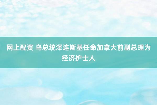 网上配资 乌总统泽连斯基任命加拿大前副总理为经济护士人