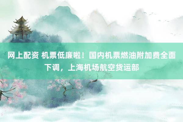 网上配资 机票低廉啦!国内机票燃油附加费全面下调,上海机场航空货运部