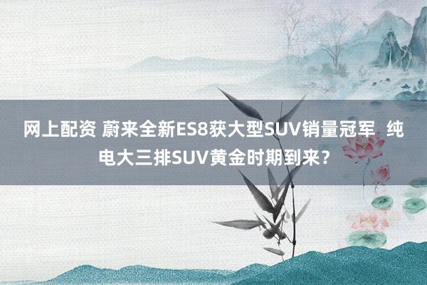 网上配资 蔚来全新ES8获大型SUV销量冠军 纯电大三排SUV黄金时期到来?